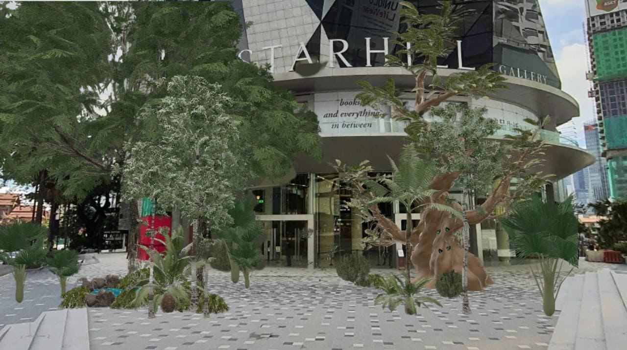 Forest Awakening AR forest rendered over a real storefront
